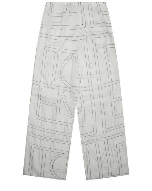 Totême  White Pantalone Con Ricamo Monogram