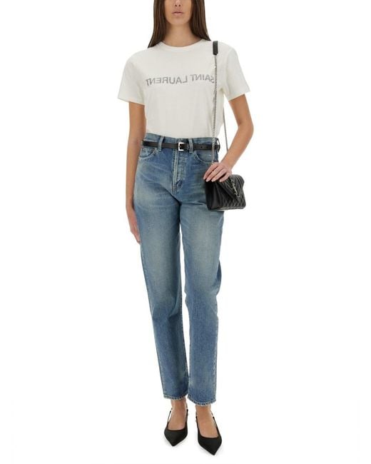 Saint Laurent White T-Shirts And Polos