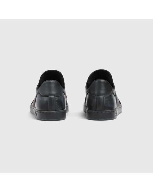 Gucci Black Stretch Leather Effect Sneaker for men