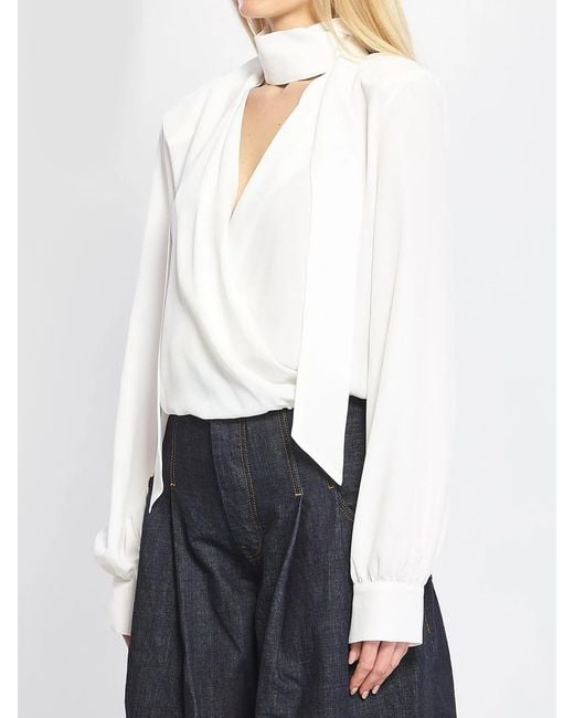 FEDERICA TOSI White Blusa Incrociata Con Sciarpina