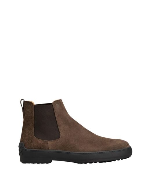 Tod's Brown Gommino Suede Chelsea Boots for men