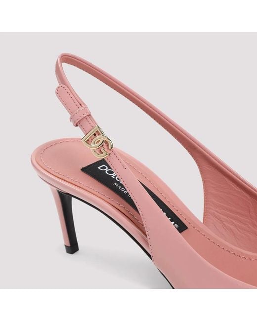 Dolce & Gabbana Pink Dolce & Gabbana Leather Slingback Pumps