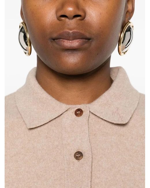 Jacquemus Natural Wool-Cashmere Polo Neck Sweater