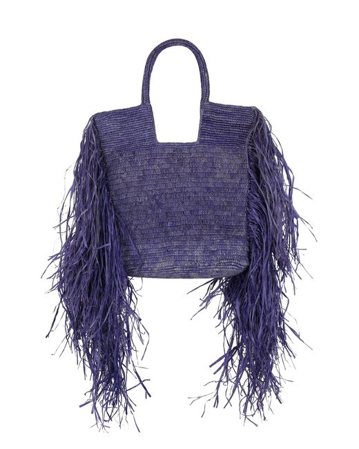 MADE FOR A WOMAN Blue Kifafa Raffia Tote Bag