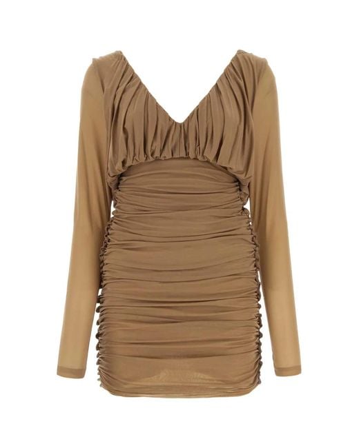 Saint Laurent Brown Jersey Mini Dress