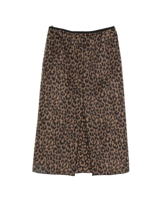 Alysi Brown Wool Midi Skirt