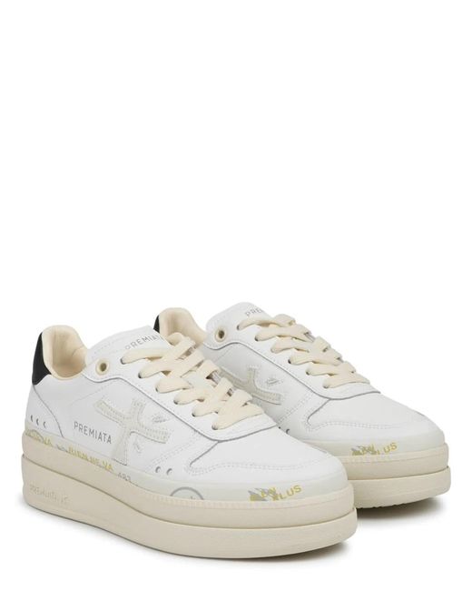 Premiata White Calf Leather Sneaker