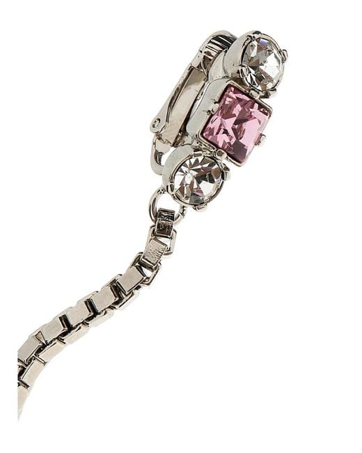 DSquared² White Bow Crystal Long Earrings