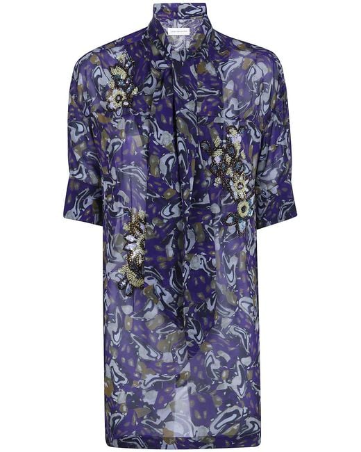 Dries Van Noten Blue "Calma" Embroidered Shirt