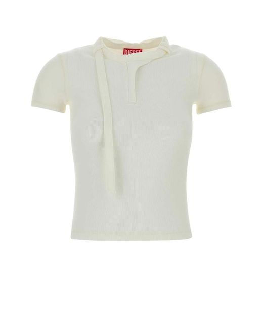 DIESEL White Stretch Cotton T-Iaras T-Shirt