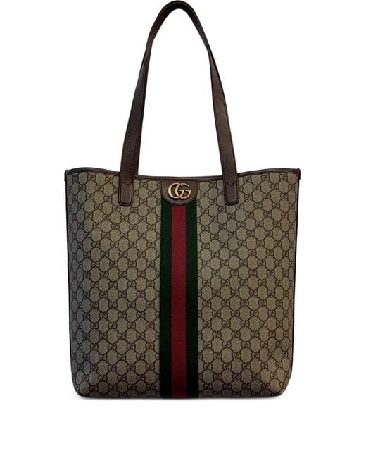 Gucci Black Patterned Canvas Striped Tote Bag for men