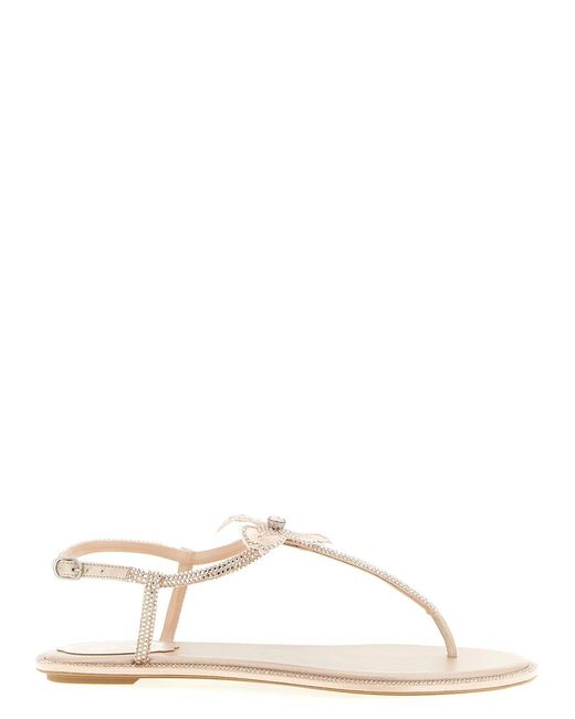 Rene Caovilla Natural Glass Flat Sandals