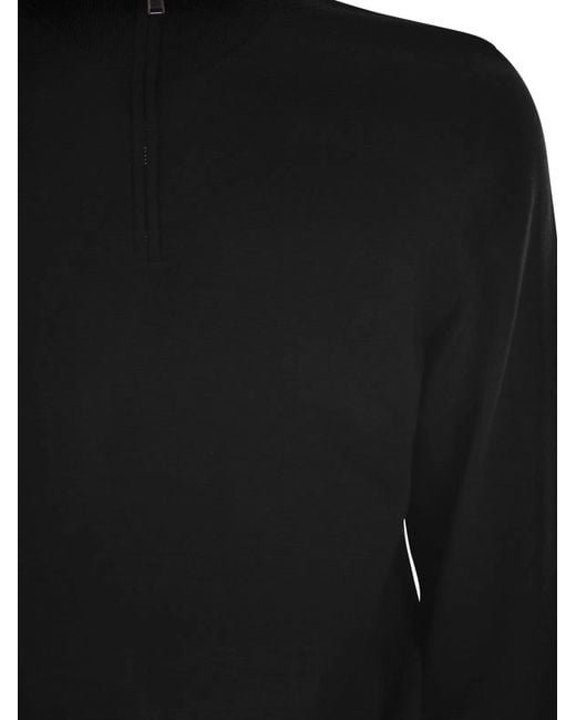 Boss Black Virgin Wool Jumper With Zip Collar for men