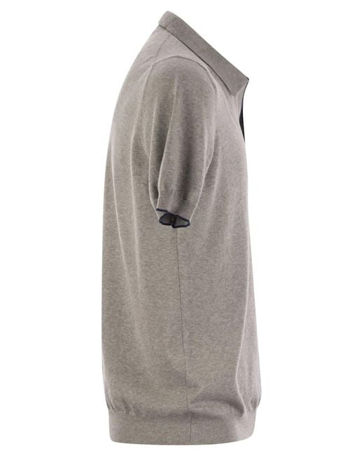 Fay Gray Cotton Buttonless Polo Shirt for men
