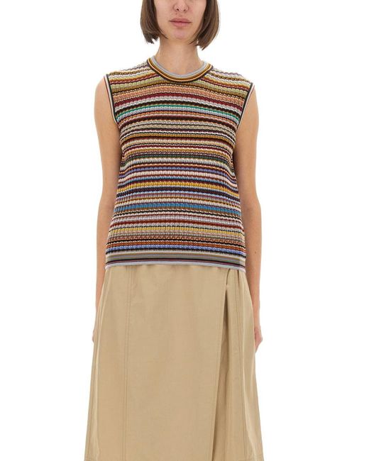 Paul Smith Natural Signature Stripe Knit Vest