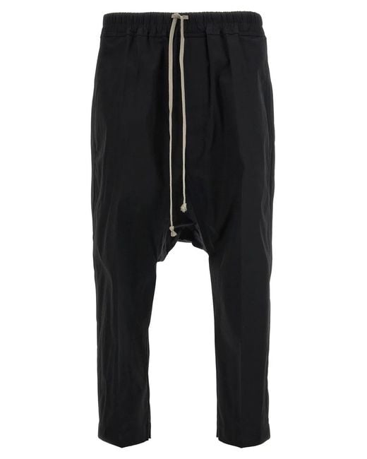 Rick Owens Black 'Drawstring Cropped' Pants for men
