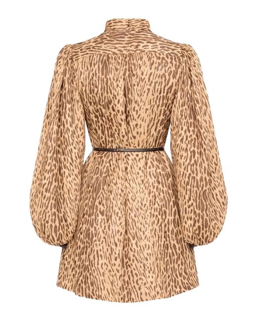 Zimmermann Natural Animal Print Mini Dress