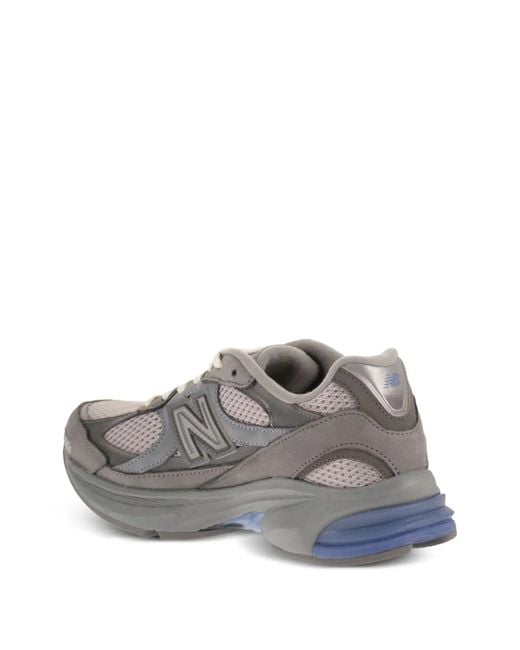 New Balance Gray Leather Synthetic Mesh Sneakers