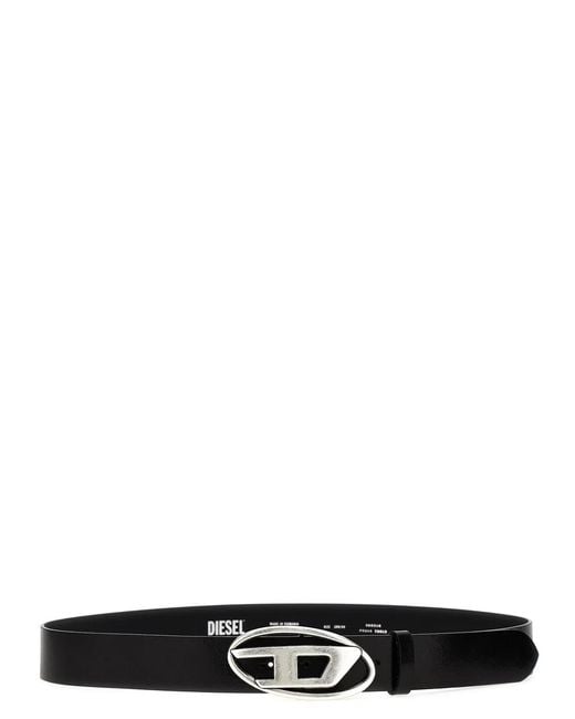 DIESEL Black D Logo Belt