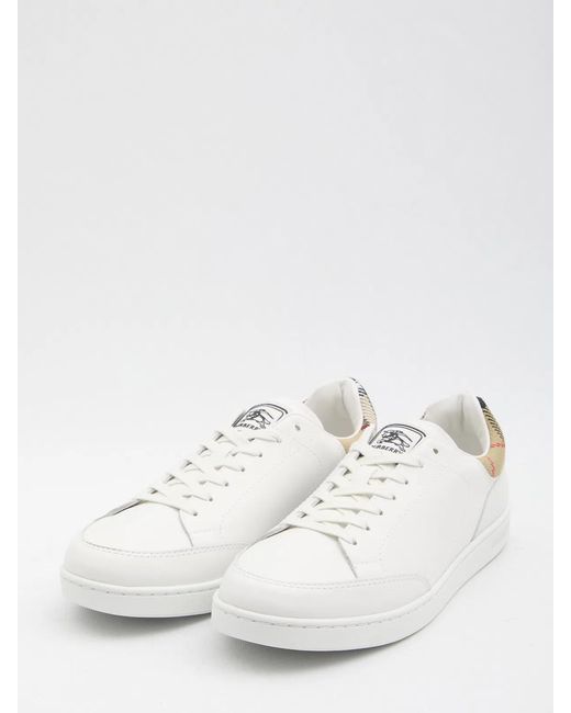 Burberry White Leather Sneakers for men