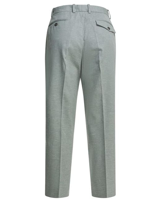Circolo 1901 Gray Lightblue Cotton Linen Trousers