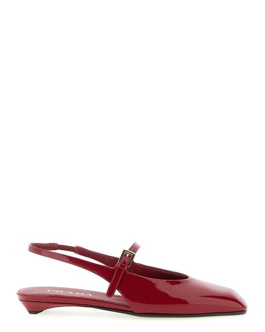 Prada Red Patent Leather Slingback