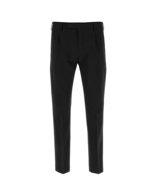 PT Torino Black Stretch Wool Pant for men
