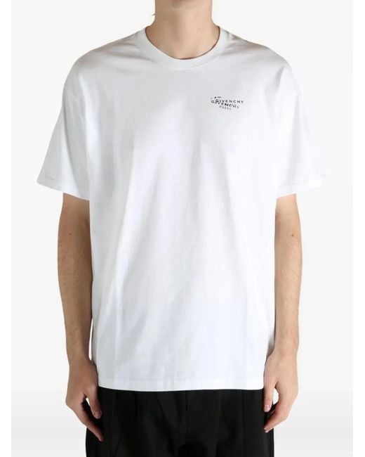 Givenchy White Stamp Cotton T-Shirt for men