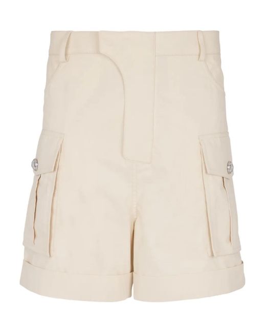 Balmain Natural Cotton Cargo Shorts for men