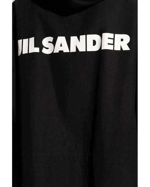 Jil Sander Black Cotton Logo Parka for men