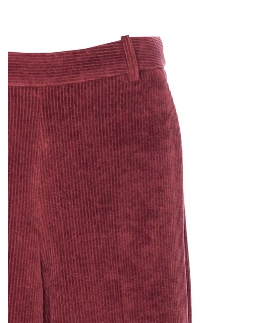 Circolo 1901 Red Corduroy Straight-Leg Pants