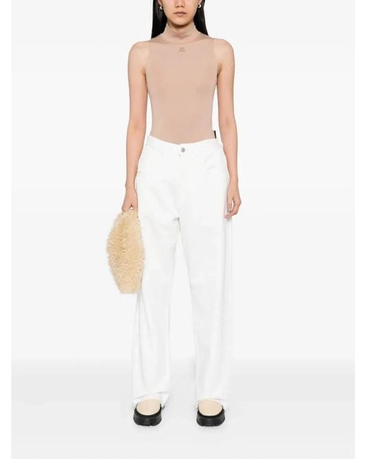 MM6 by Maison Margiela White Jersey Texture Trousers