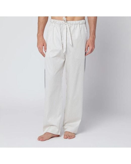 Tekla White And Striped Pyjama Trousers for men