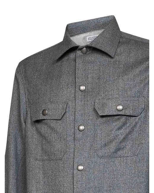 Brunello Cucinelli Gray Shirt for men