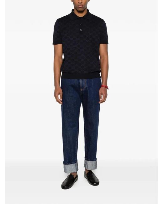 Gucci Black Knitted Short-Sleeve Polo for men