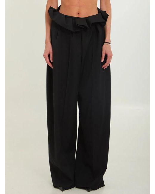 Khaite Black Kira Pleated Waisted Pants