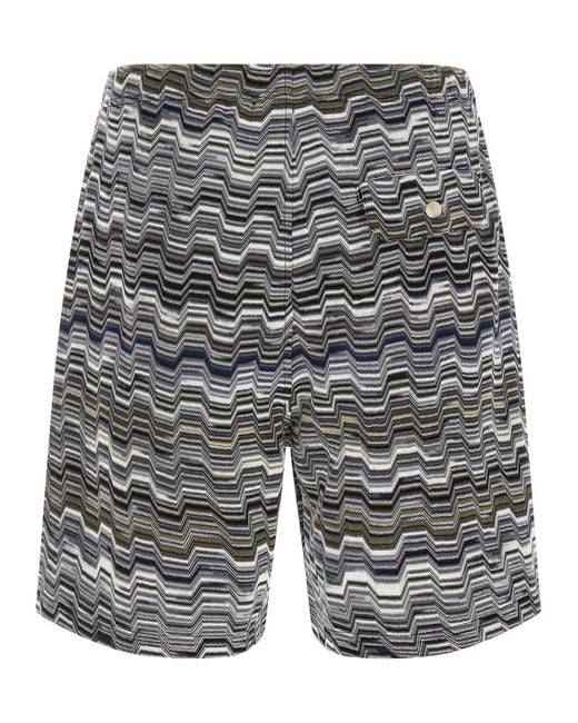 Missoni Gray Irregular Zigzag Bermuda Shorts for men