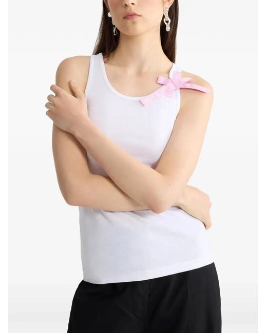 Patou White Bow-Detail Cotton Tank Top