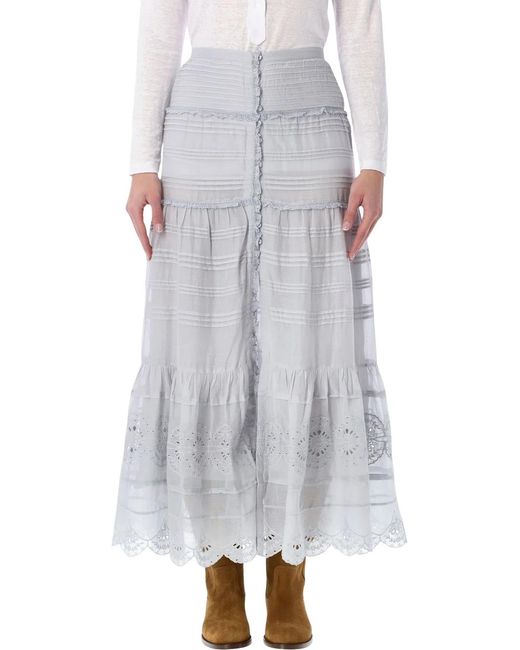 Isabel Marant Gray Isabel Marant Etoile Marant Étoile Paoline Organic Cotton & Lace Skirt