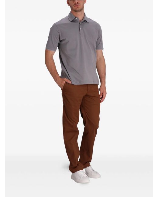 Herno Gray Short-Sleeve Cotton Polo Shirt for men