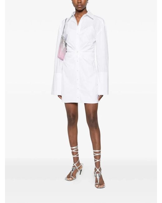 ROTATE BIRGER CHRISTENSEN White Knotted Shirt Dress