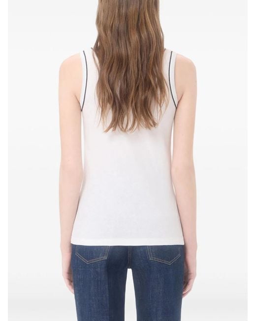 Valentino White Logo Cotton Tank Top
