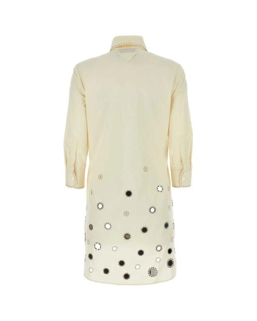 Prada White Sand Cotton Shirt Dress
