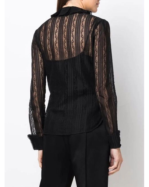 Saint Laurent Black Patchwork Cotton Shirt For