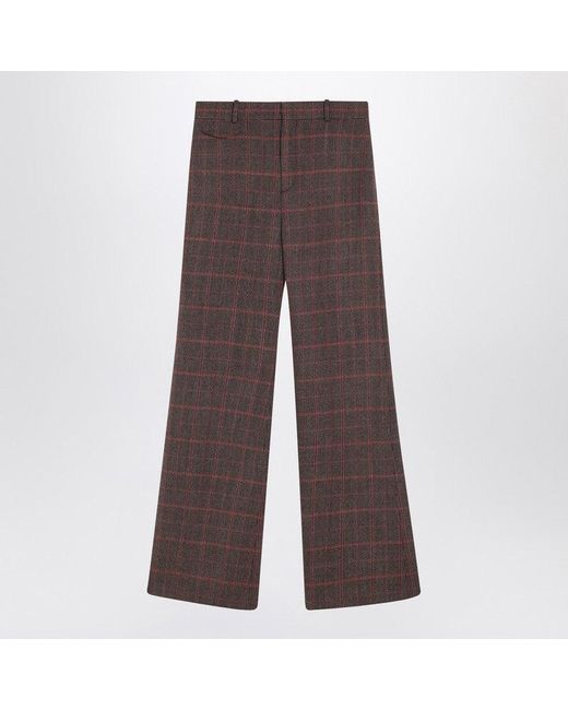 Chloé Brown Flared Checkered Trousers