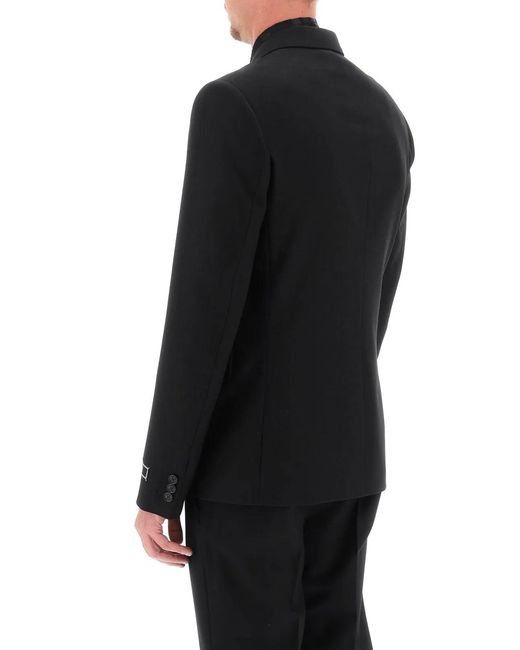 Versace Black Double-Breasted Wool Blazer for men
