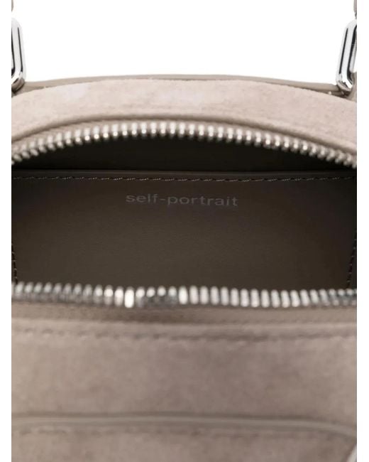 Self-Portrait White Suede Mini Shoulder Bag
