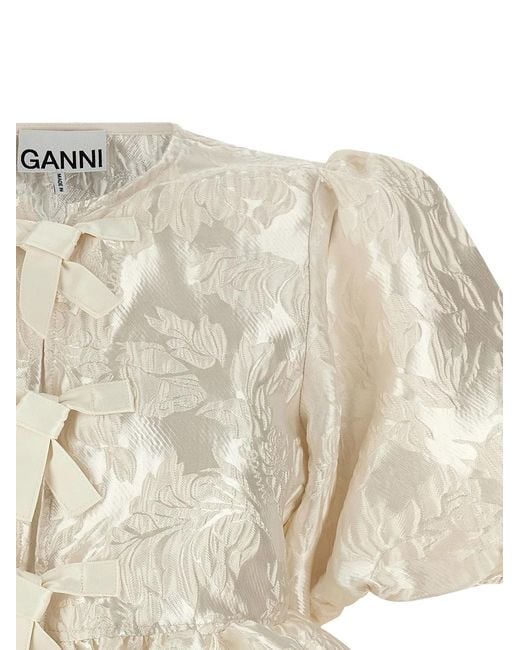 Ganni White 'Satin Peplum' Blouse