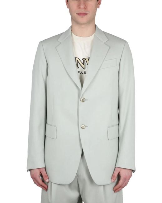 Lanvin Gray Single-Breasted Boxy Jacket for men
