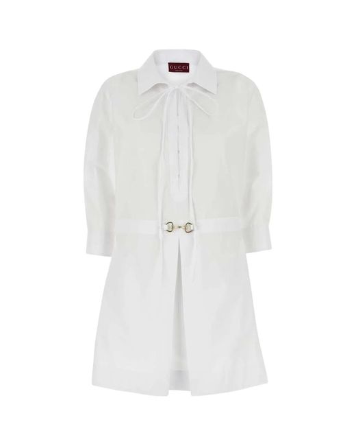 Gucci White Shirt Dress With Horsebit